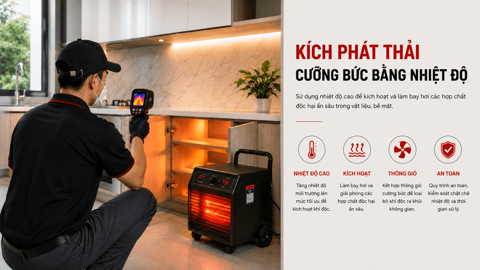 Giai đoạn 2: Kích phát thải cưỡng bức bằng Nhiệt độ - Bake-Out (1 – 2 giờ)