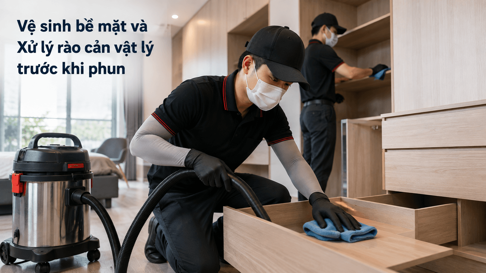 Giai đoạn 4: Vệ sinh bề mặt và Xử lý rào cản vật lý trước khi phun